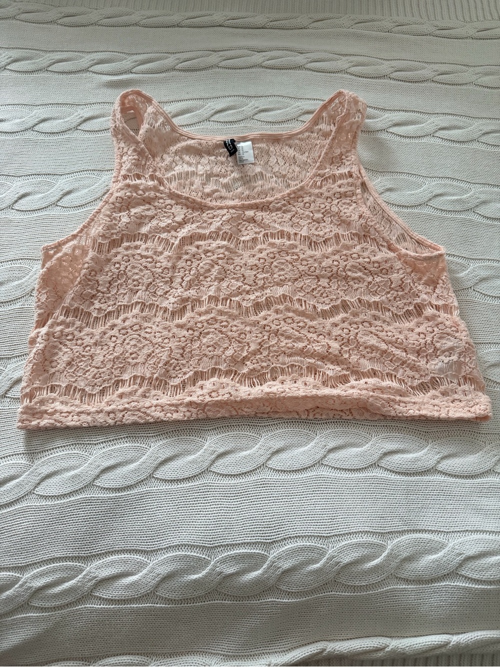H&M Peach Lace Crochet Crop Tank Size 12
